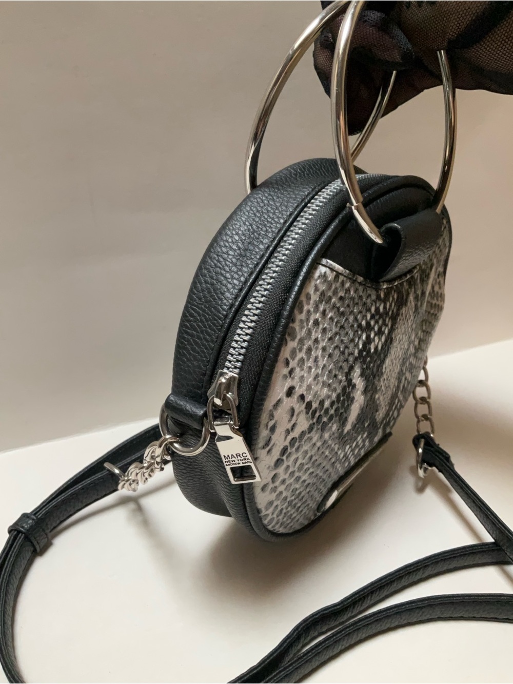 Marc New York by Andrew Marc Round Mini Handbag Snakeskin Print Crossbody Bag - Picture 9 of 13